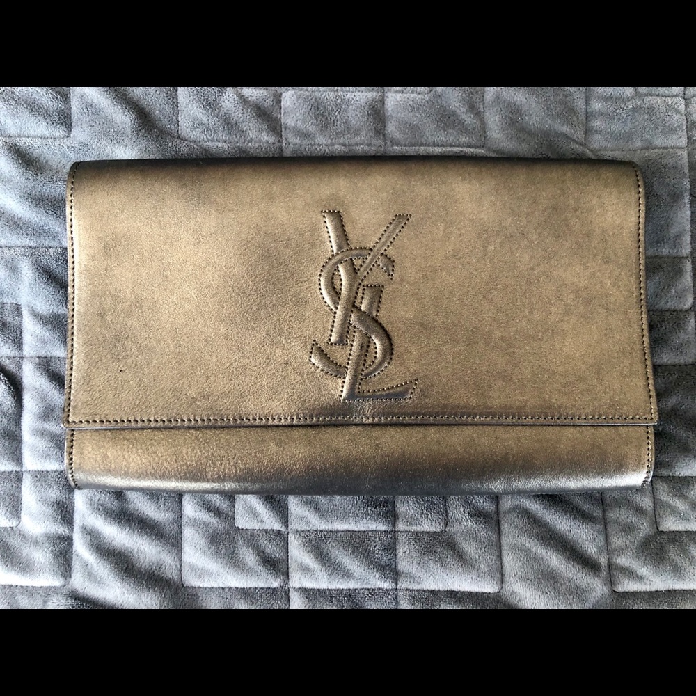 YSL Sac De Jour Clutch, metallic gold
